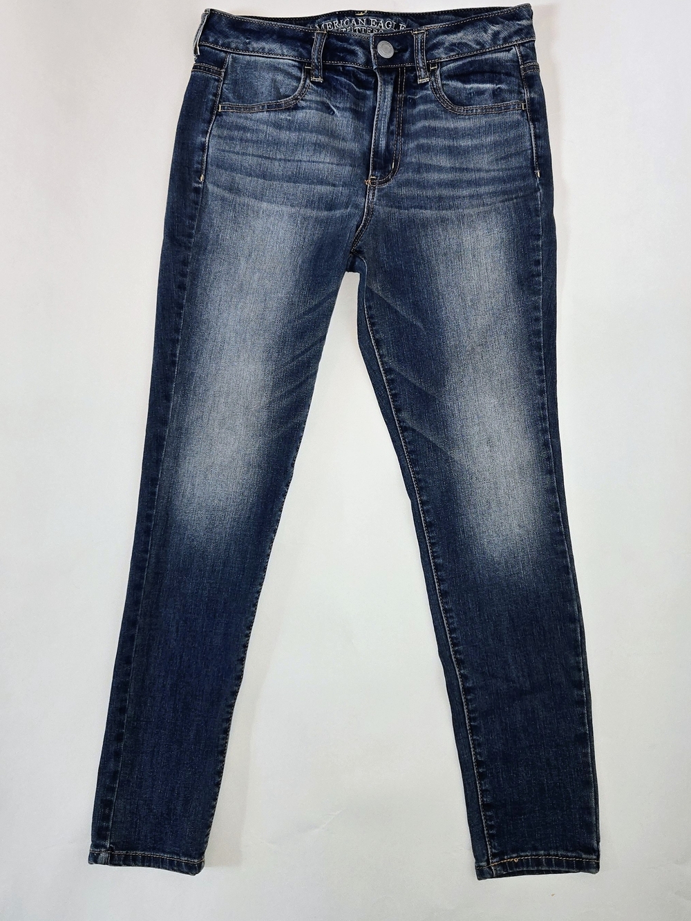 American Eagle Outfitters Medium Wash Whisker Jeans - Blue Womens Size 8 (6) - Picture 2 of 13